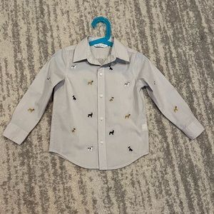 Janie and Jack Embroidered Dog Button Down - 3T